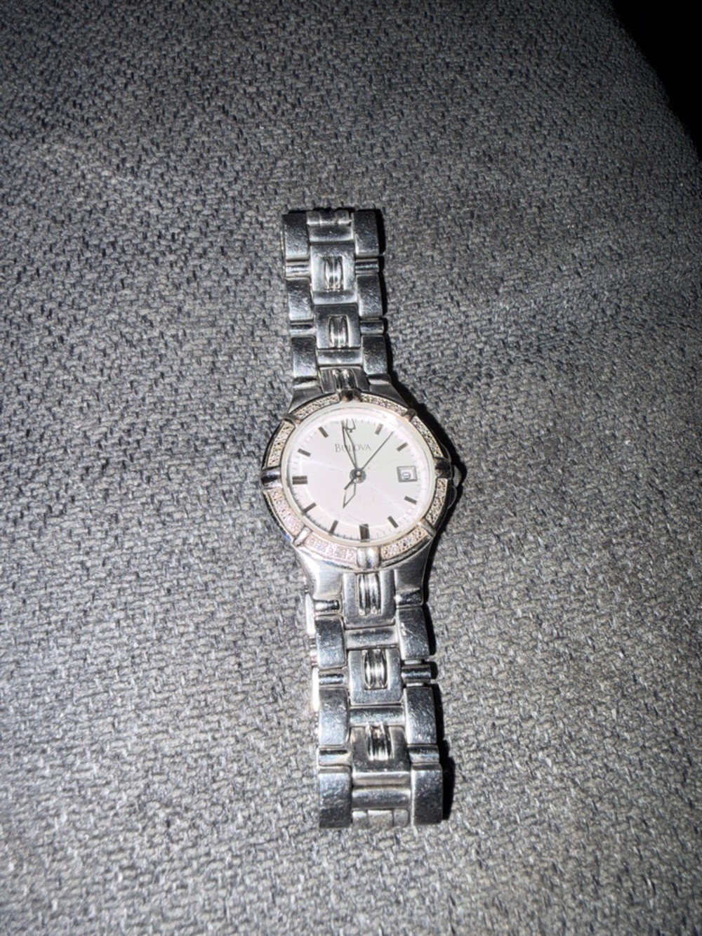 Bulova Silver Women's Stainless Steel Watch with White Dial